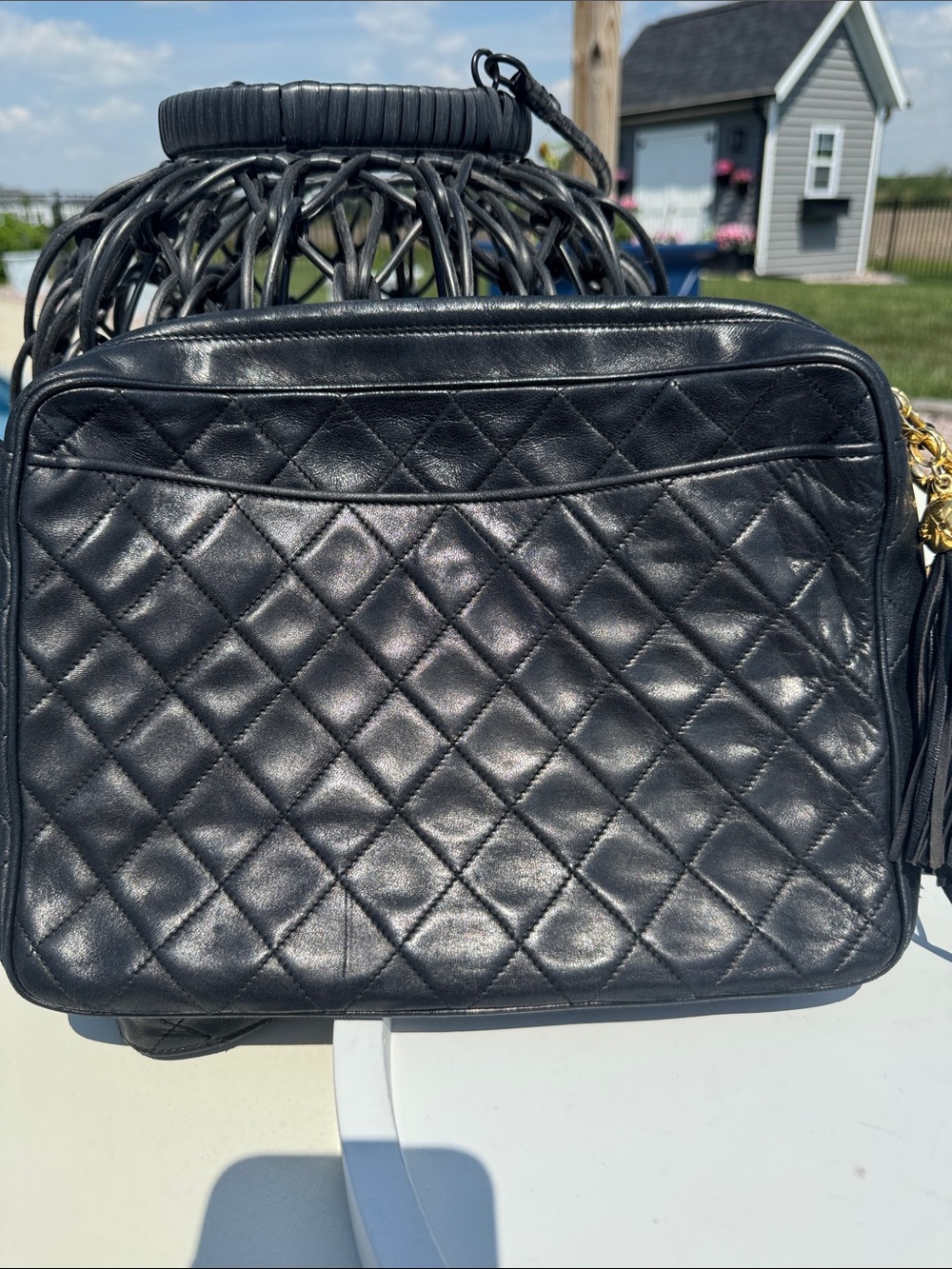 CHANEL Black Quilted Leather Shoulder Baguette with Embossed CC - Picture 2 of 10